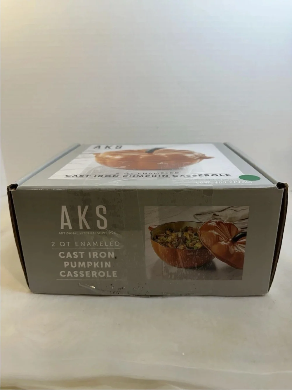 AKS Enamelware  Pumpkin Shaped Casserole Dish With Lid